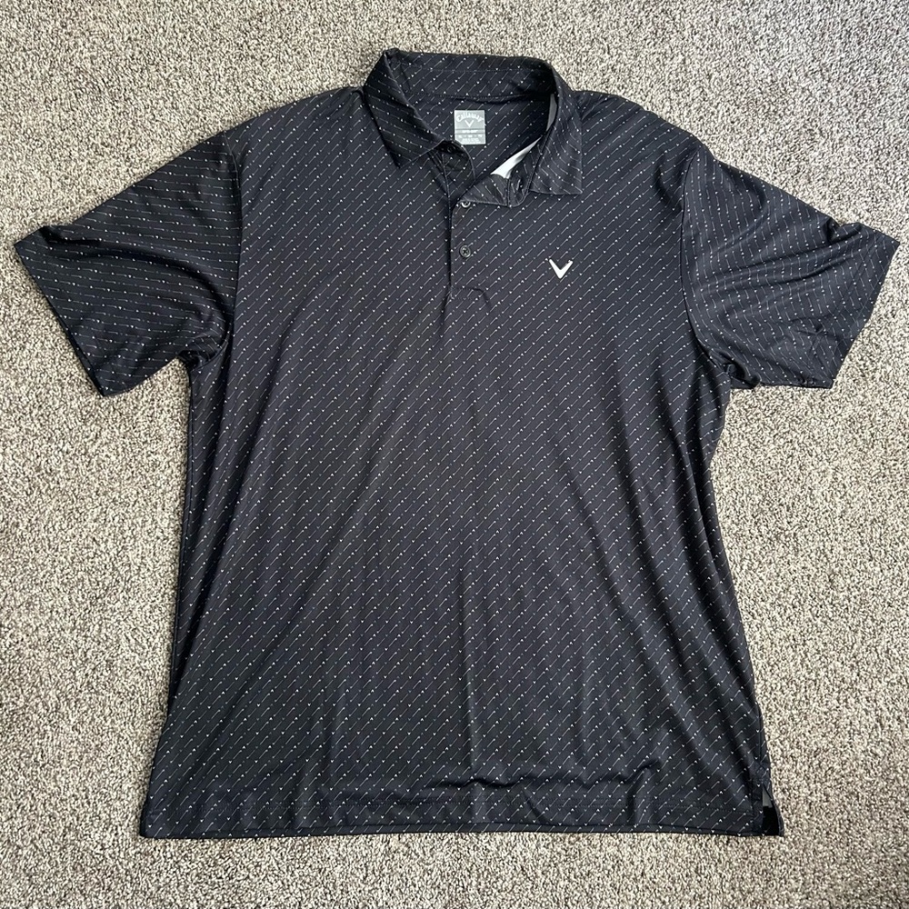 Callaway Black Golf Polo Shirt with Subtle Pattern XL Opti Dri